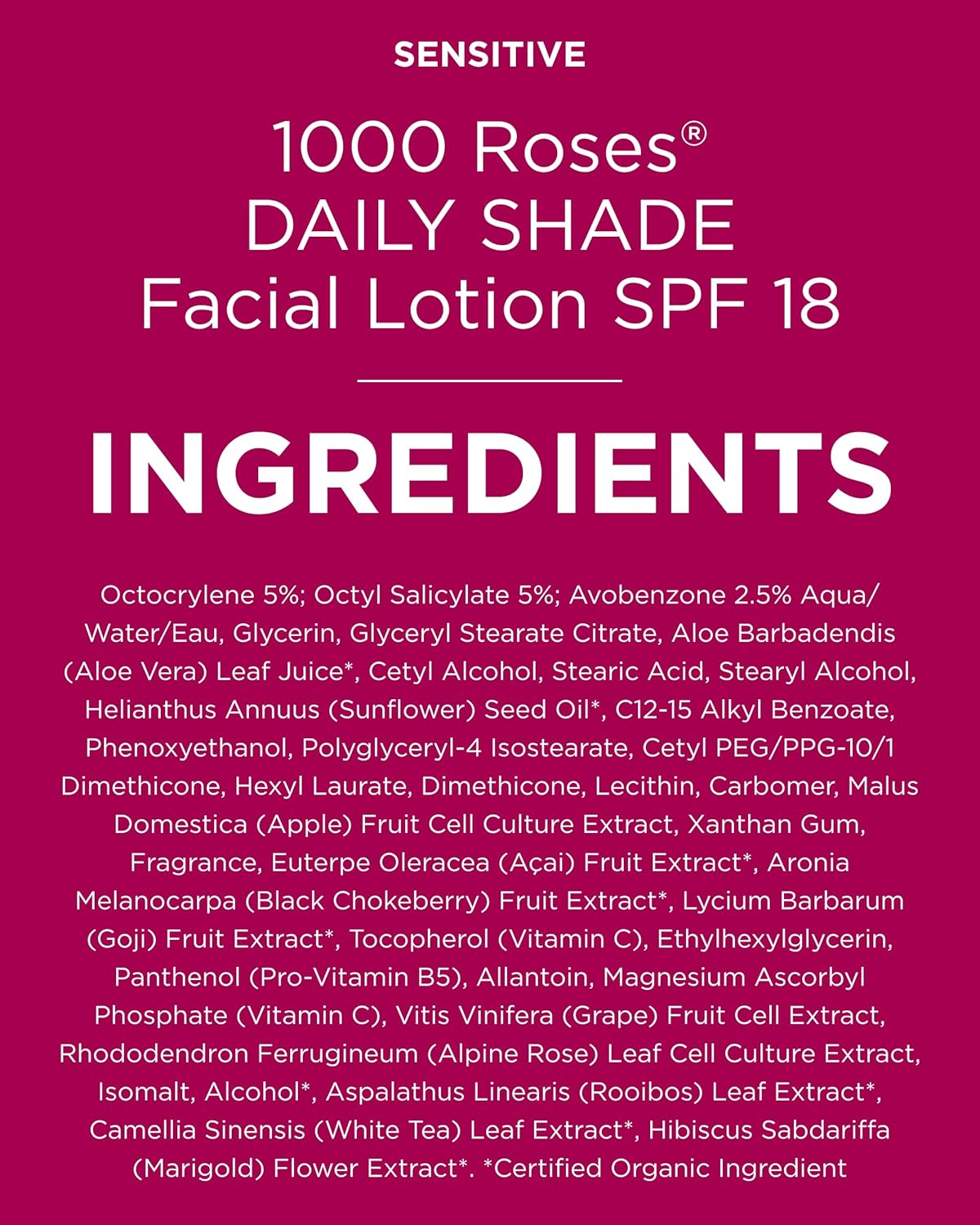 Andalou Naturals 1000 Roses Daily Shade Facial Lotion SPF 18 - 2-in-1 Skin Moisturizer & Face Sunscreen - Ultra Sheer & Hypoallergenic Skincare for Sensitive Skin - With Aloe Vera - 2.7 fl oz - Image 8