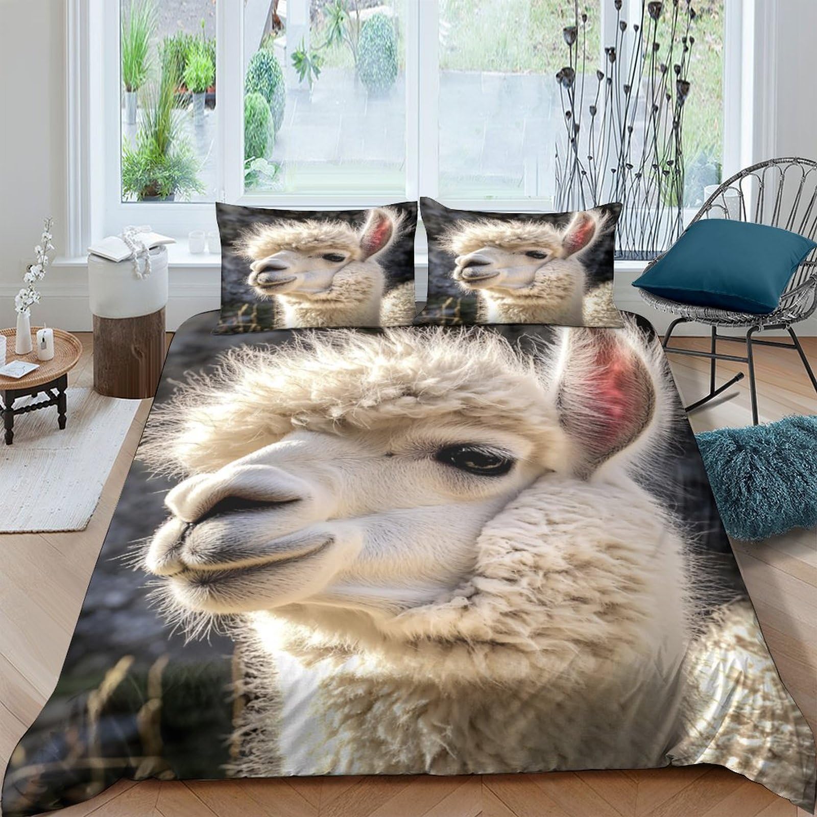 Ctjqhvkz Style-7 3D Printed Alpaca Animal Fitted Sheet Microfiber Soft Breathable Llama Face Mattress Cover For Bedroom Guest Room Dorm Protective Decor Single（135X200cm）