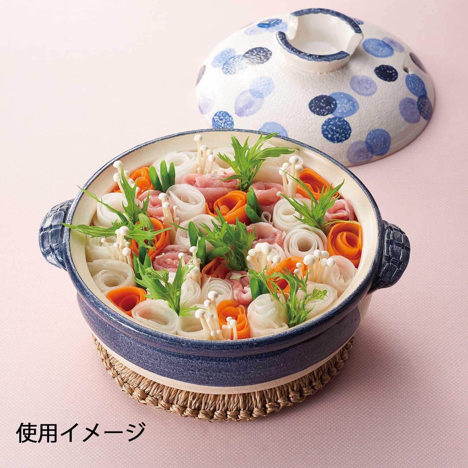 Amazon｜三陶 萬古焼 土鍋 7号 1~2人用 1.4L 水玉 日本製 18195