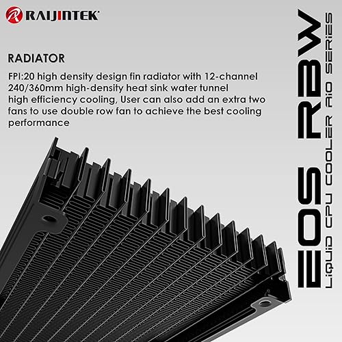 Miniatura 5 de RAIJINTEK EOS 240 RBW AIO - Enfriador de agua para CPU, con 2 ventiladores 12025 ARGB PWM, bloque de agua de cobre, bomba duradera y confiable, tubo