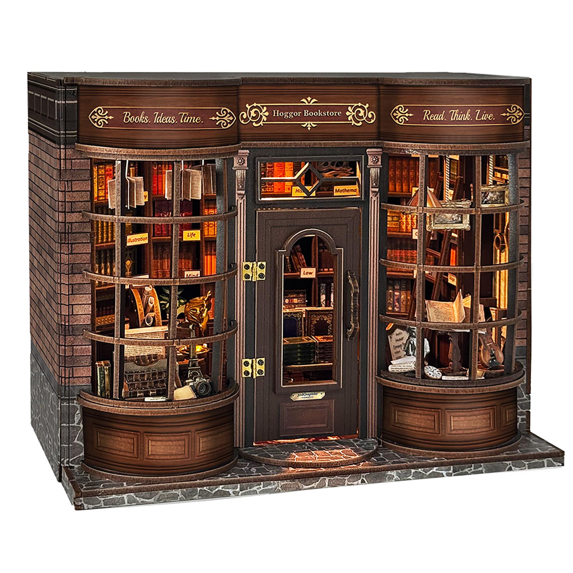 Book Nook Kits for Adults, Booknook DIY Miniature House Kit, Bookshelf Decor 3D Wooden Puzzle, Birthday Gift for Family, Friends -Hoggor Bookstore โ image 1
