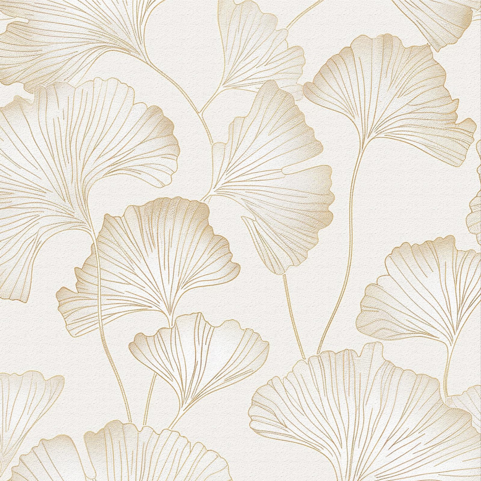 ANBILILA Self-Adhesive Wallpaper, Cream Beige Ginkgo Leaf Line Peel and Stick Wall Covering, 44x600CM Thickened Removable Backed Paper for Walls Furniture