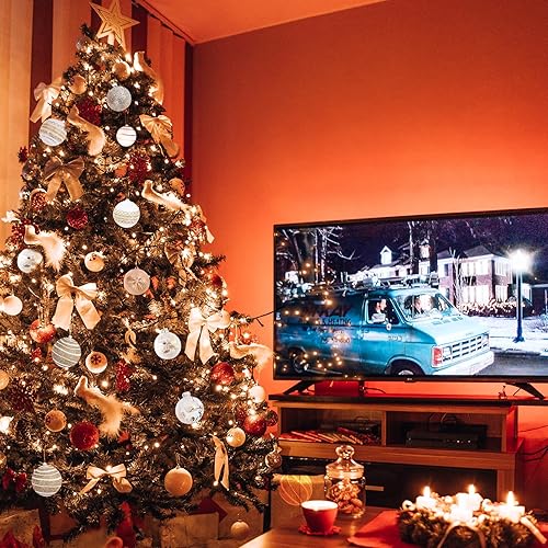 Miniatura 7 de Adornos de bolas de Navidad, 9 piezas de 3.15 pulgadas, juego de bolas decorativas transparentes inastillables, bolas de Navidad de lino, adornos