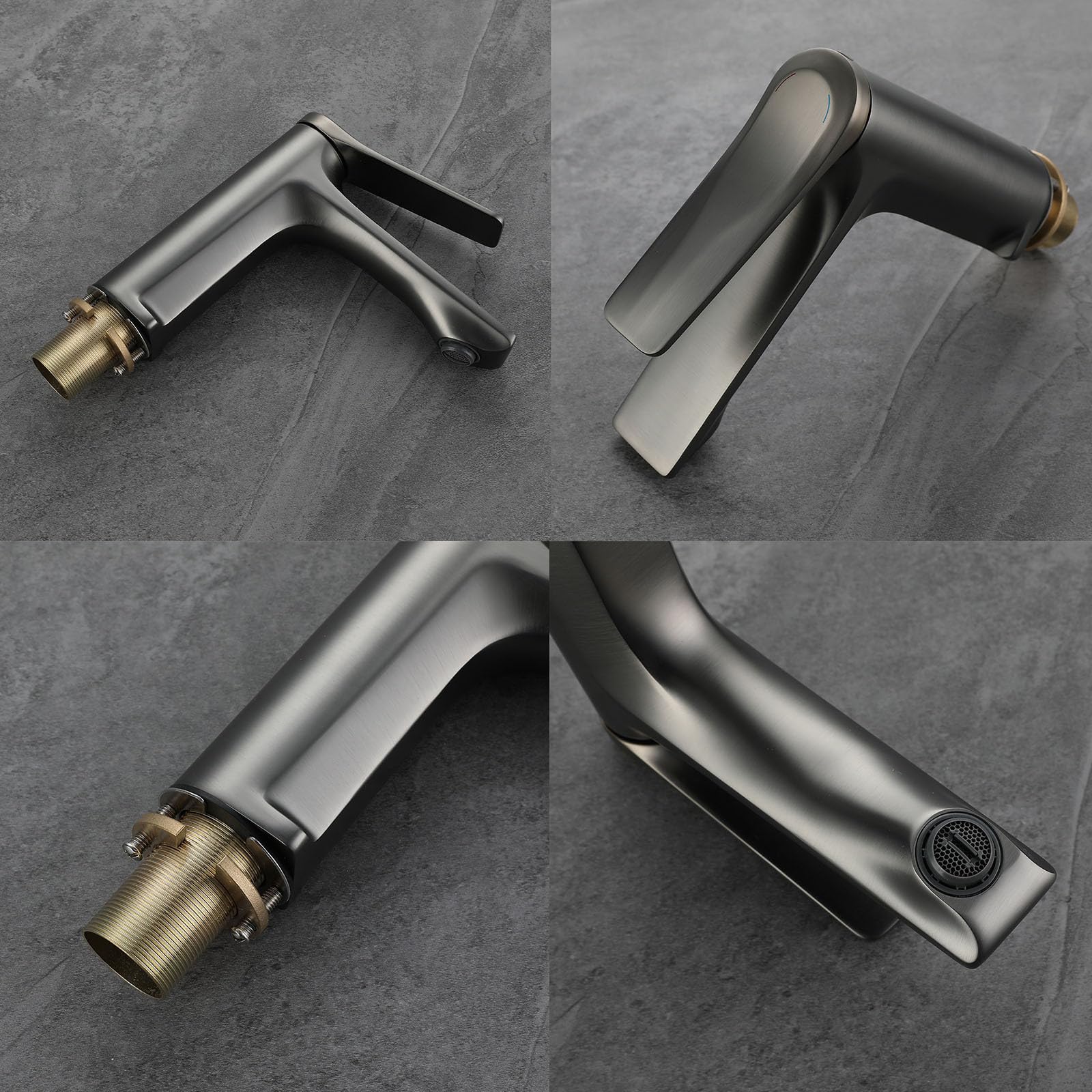 Grifo de Baño Moderno Grifos para Lavabos de Baño Laton agua Caliente y agua Fria Gris Pistola