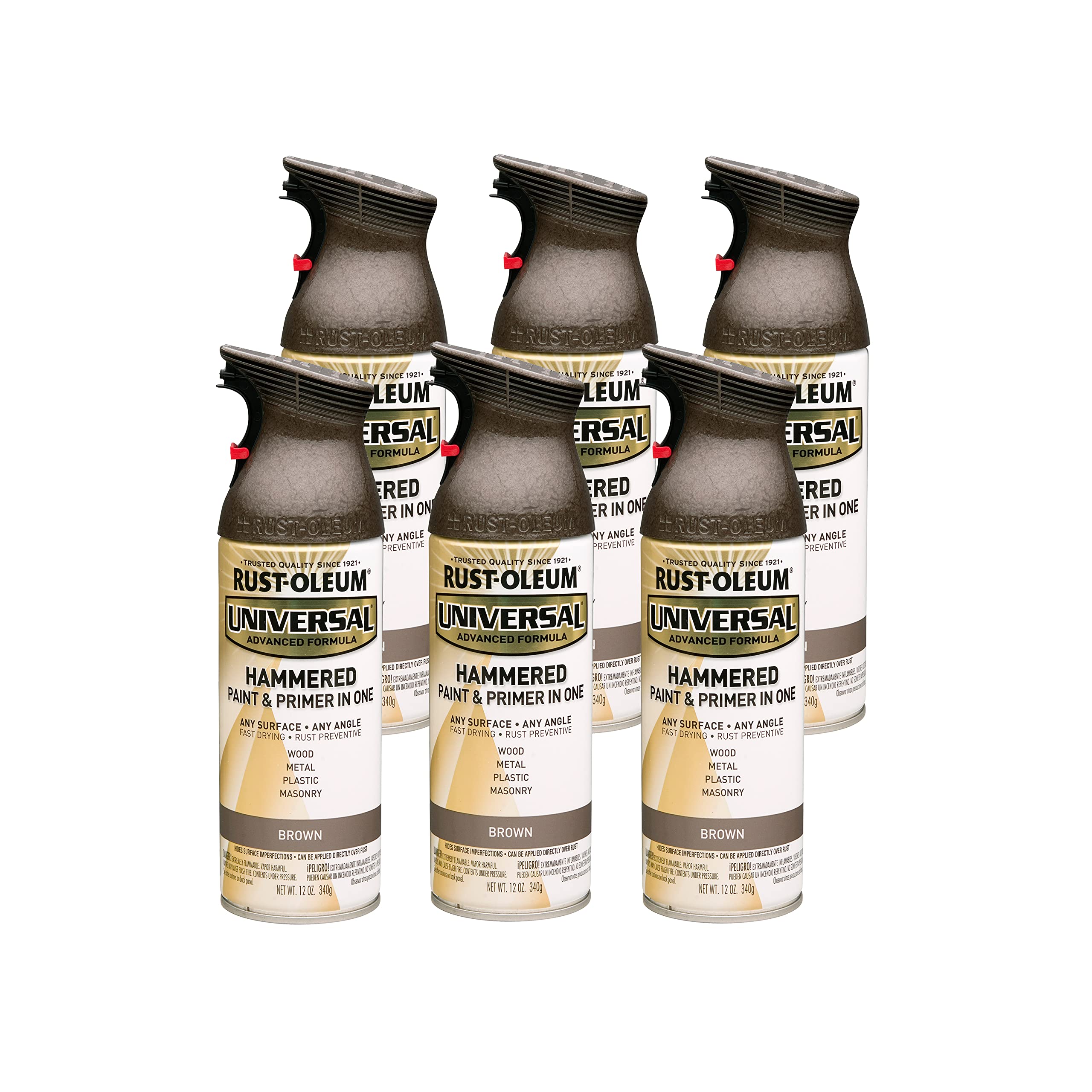 245218-6PK Universal All Surface Hammered Spray Paint, 12 oz, Brown, 6 Pack