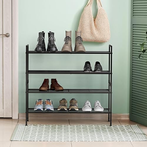 Miniatura 6 de Simple Houseware Zapatero de alambre apilable de 2 niveles, negro