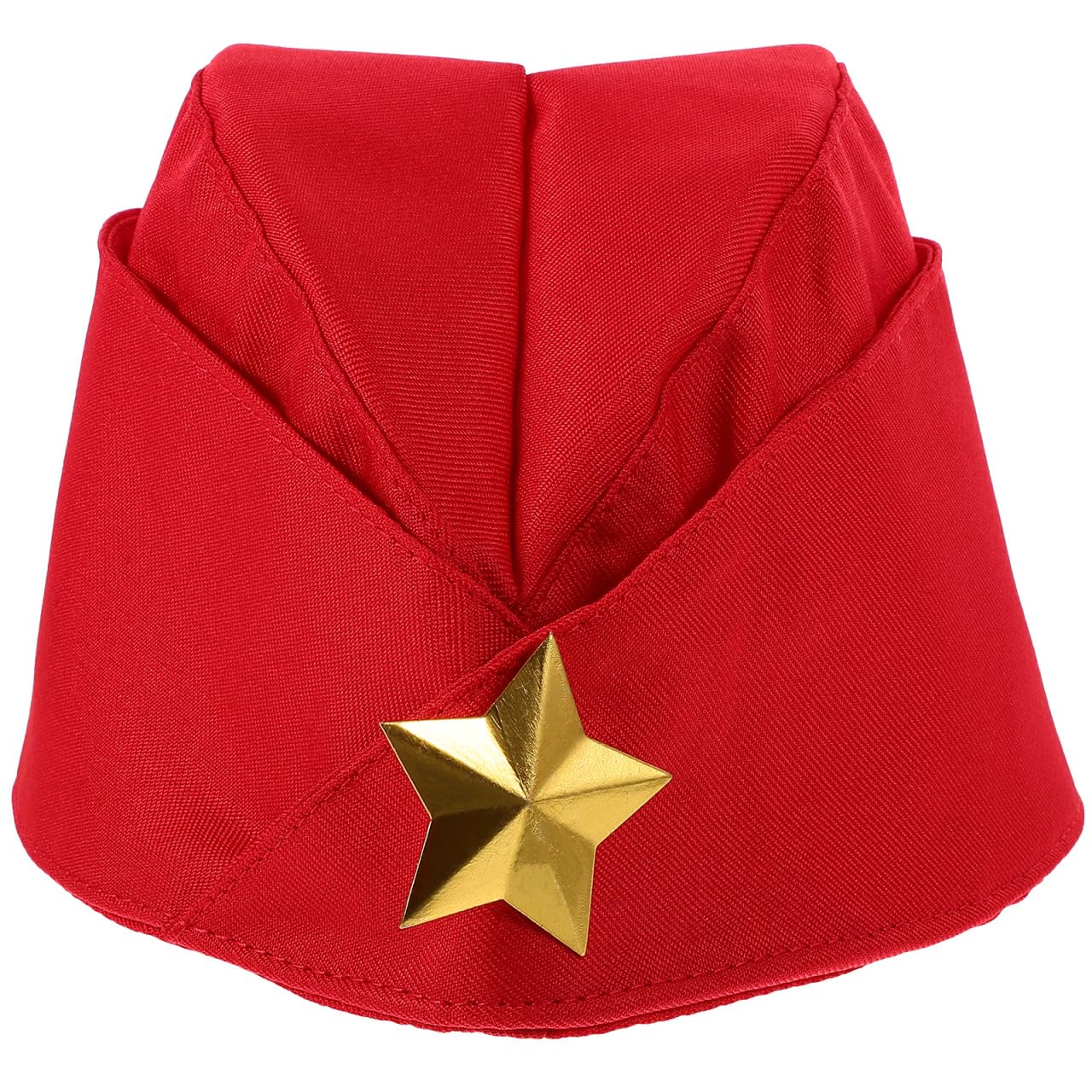 Kisangel Red Military Side Cap Soviet Hat Stewardess Wheat Airline Beret Hat Pilotka Russian Army Hat with Red Star for Christmas Carnival Cosplay Party Supplies