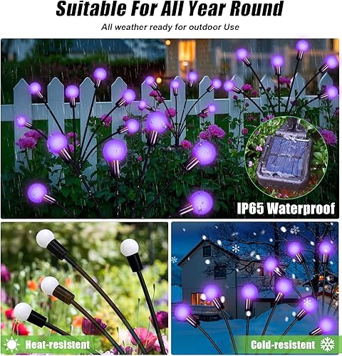 Miniatura 9 de Luces solares de jardín al aire libre, paquete de 6 luces solares impermeables de 48 LED para patio, camino, patio, decoración de césped oscilante