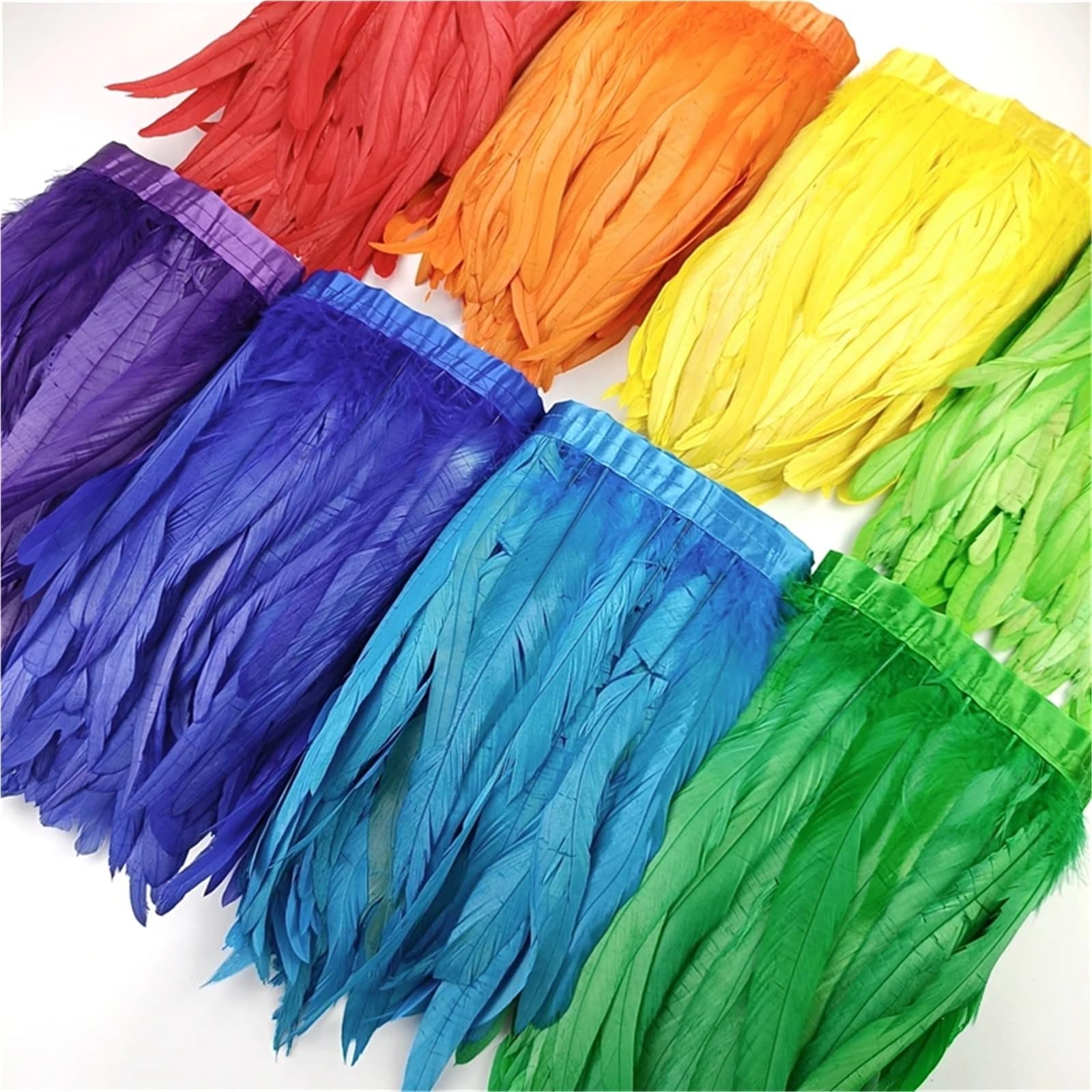 Garniture Franges Plumes 2m Vert - Frange Moelleuse Pour Couture Et Décoration