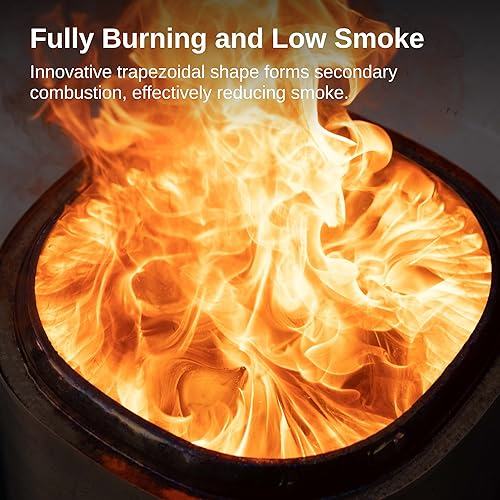 Miniatura 5 de EAST OAK Estufa de sartén de 21 pulgadas, hoguera sin humo para quemar leña al aire libre, hoguera portátil de acero inoxidable al aire libre con