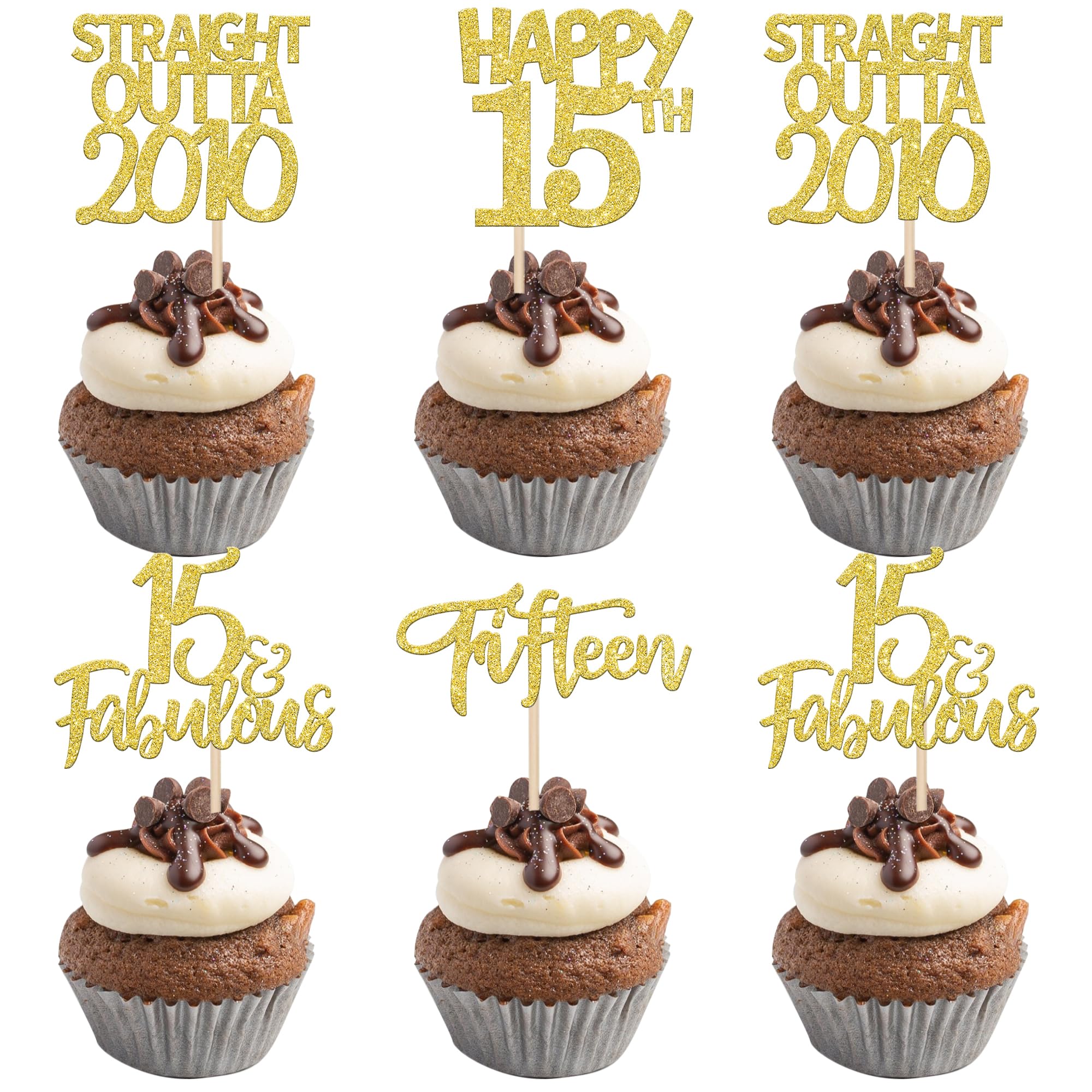 24 Pack Straight Outta 2010 Cupcake Toppers Happy 15th Birthday Fifteen Awesome Since 2010 Cupcake Picks 15 Fabulous Cake Decorations for 15th