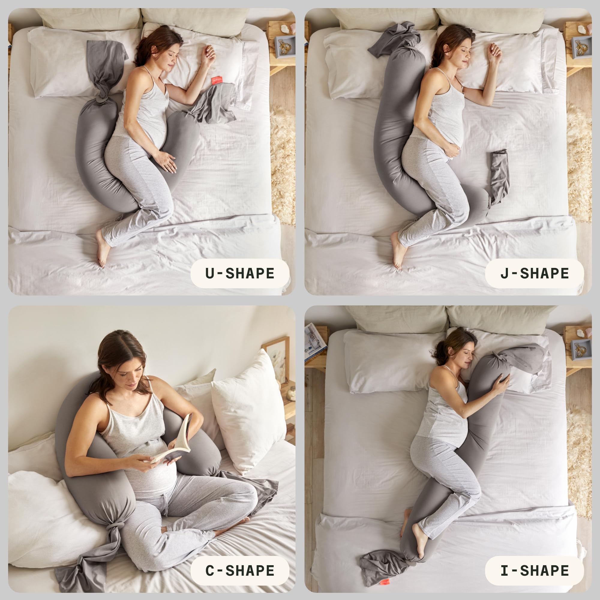 bbhugme Pregnancy Pillow Cover Stone - Replacement Cover for bbhugme Maternity Pillow - Soft Breathable Cooling Cotton Jersey Fabric - Machine Washable product thumbnail 8
