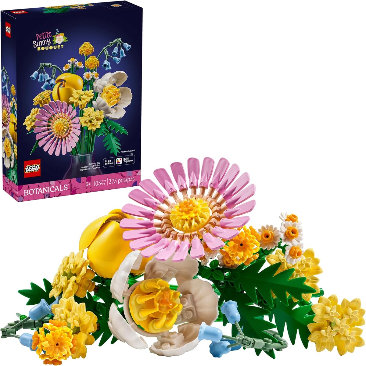Botanicals Petite Sunny Bouquet Juguete de construcción - Arreglo floral de bricolaje para niñas y niños, a partir de 9 años - Regalo para cumpleaños - Dormitorio, escritorio, decoración del hogar - 10347
