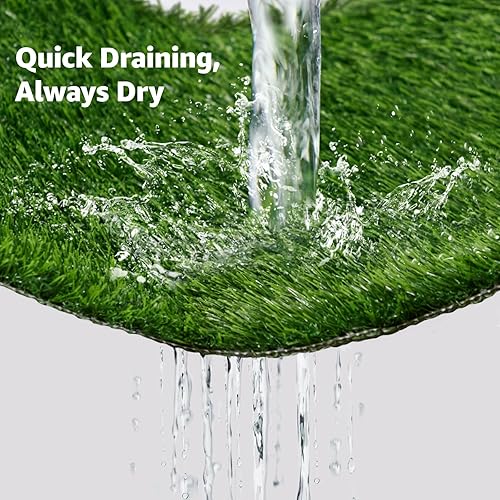 Vista 4 de LOOBANI Almohadilla grande de césped para perros con bandeja, caja de arena para perros de 35 x 23 pulgadas con 2 parches de césped artificial + 2