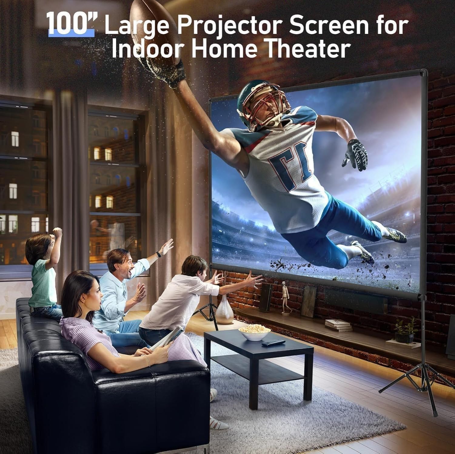 Beamer Leinwand mit Stativ 100 Zoll EMART Tragbar Projektor Leinwand 16:9HD | Projector Screen 4K, Leinwand Beamer mit Ständer, Tragetasche, Theater, Heimkino, Party