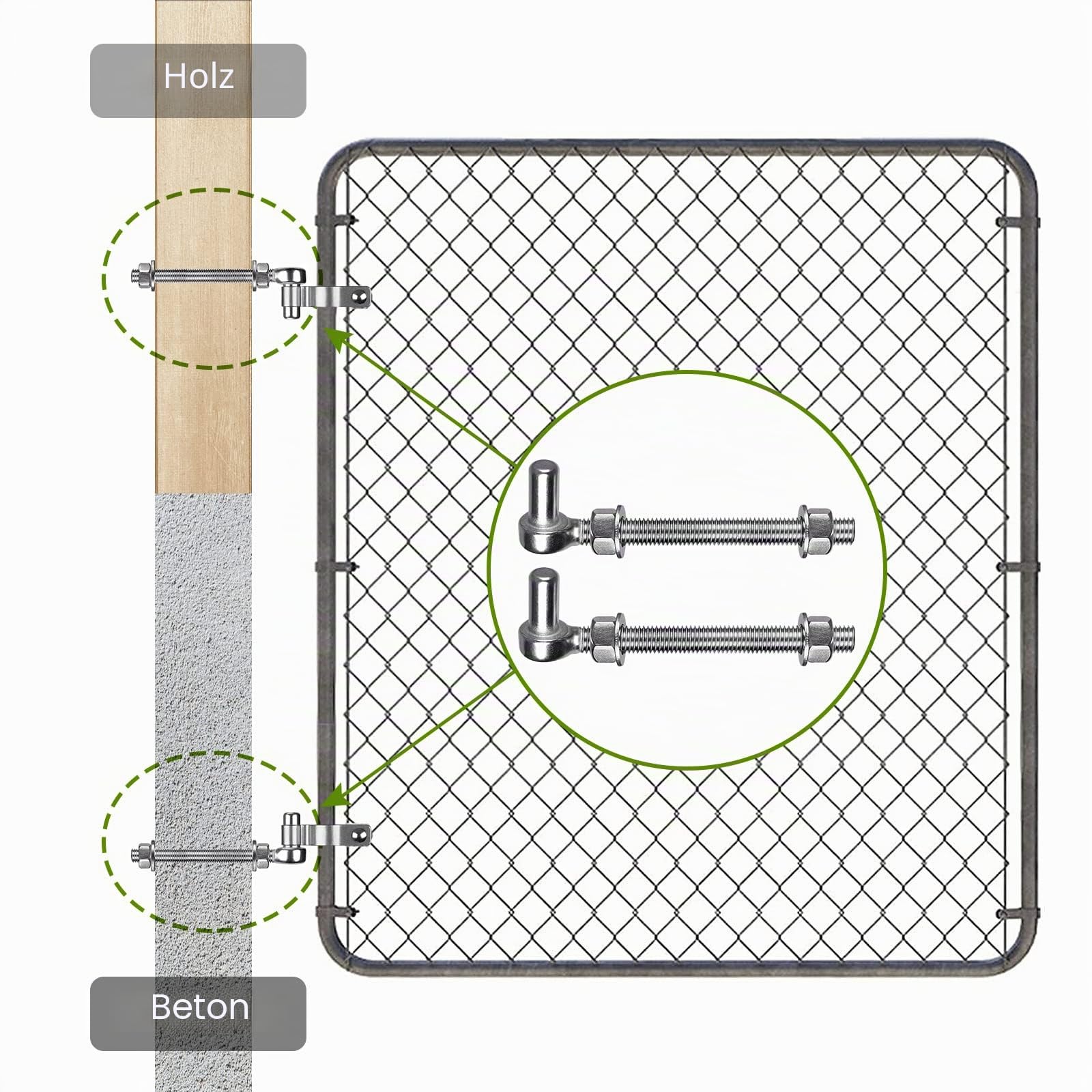 Insaga Torscharnier M12, 4er Schwerlast Gartentor Scharnier 16mm Kloben J-haken zu Bolzen Edelstahl Zauntor Torangel Verstellbar zum Schraube für Bauernhof Tor/Garten Tor/Feld/Holzzaun/Einfahrt, 150mm