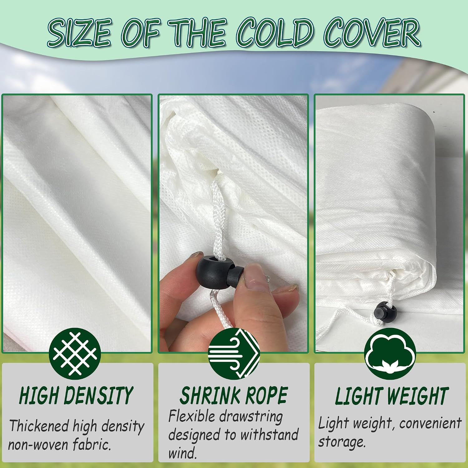 Rectangular Plant Cover Frost Big Size for 8×4×2FT Non Woven Fabric Garden Bed Cover with Zip Drawstring for Winter Cover Protection，Raised Beds Protect Plant Vegetable from Winter Frost