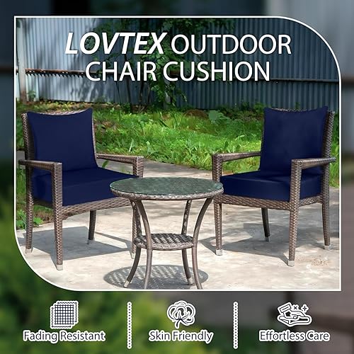 Miniatura 6 de LOVTEX Juego de cojines de asiento profundo para exteriores, resistentes al agua, 24 x 24 pulgadas, cojines para sillas de patio para muebles de