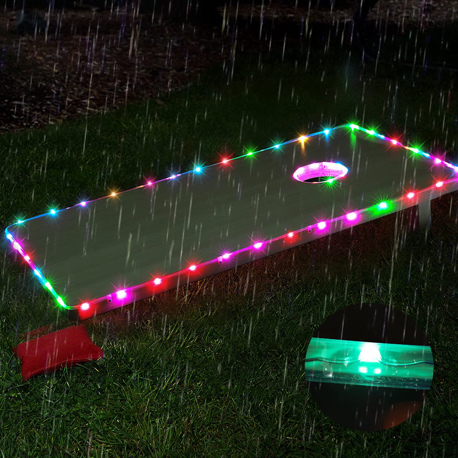 Fockety Lumières LED pour Cornhole, 2Pcs, RVB Télécommandée