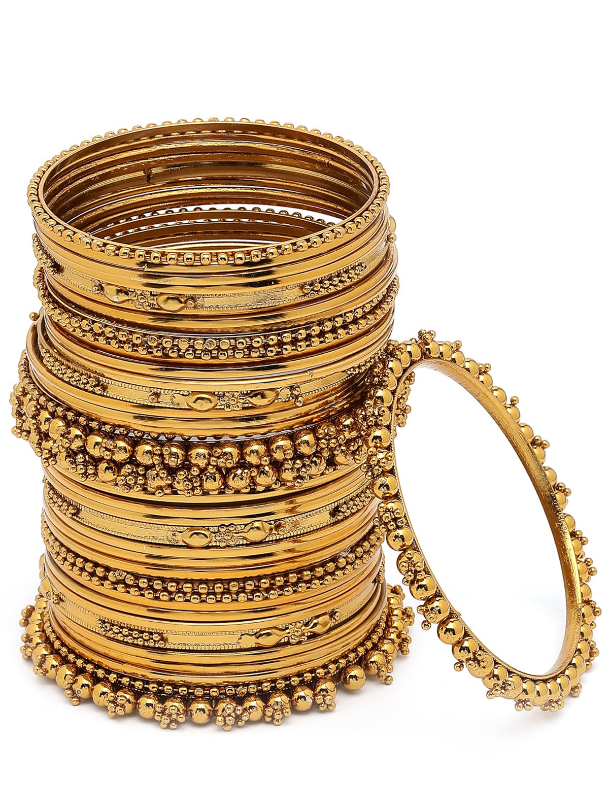Impressive Traditional Oxidised Gold Plated Celebrity Inspired Bangle Jewellery for Women & Girls|Set of 40|B107297-image-3