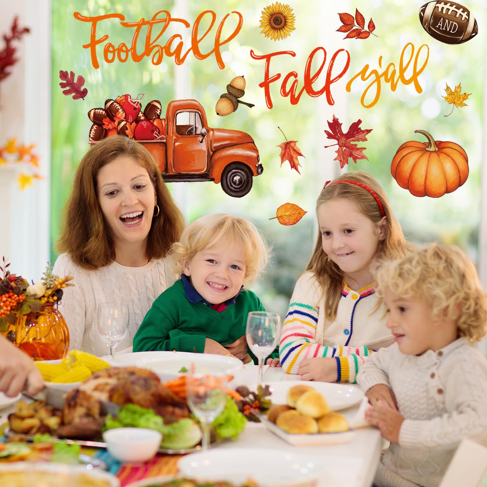 Whaline Herbst-Fensteraufkleber Set – 9 Blatt, Aquarell-Kürbisse, Doppelseitig, PVC