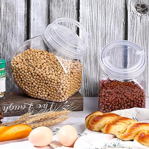 Miniatura 4 de Umigy Paquete de 2 tarros de plástico para dulces con tapas, tarros de galletas transparentes de 68 onzas con tapa de mango portátil para bufé de