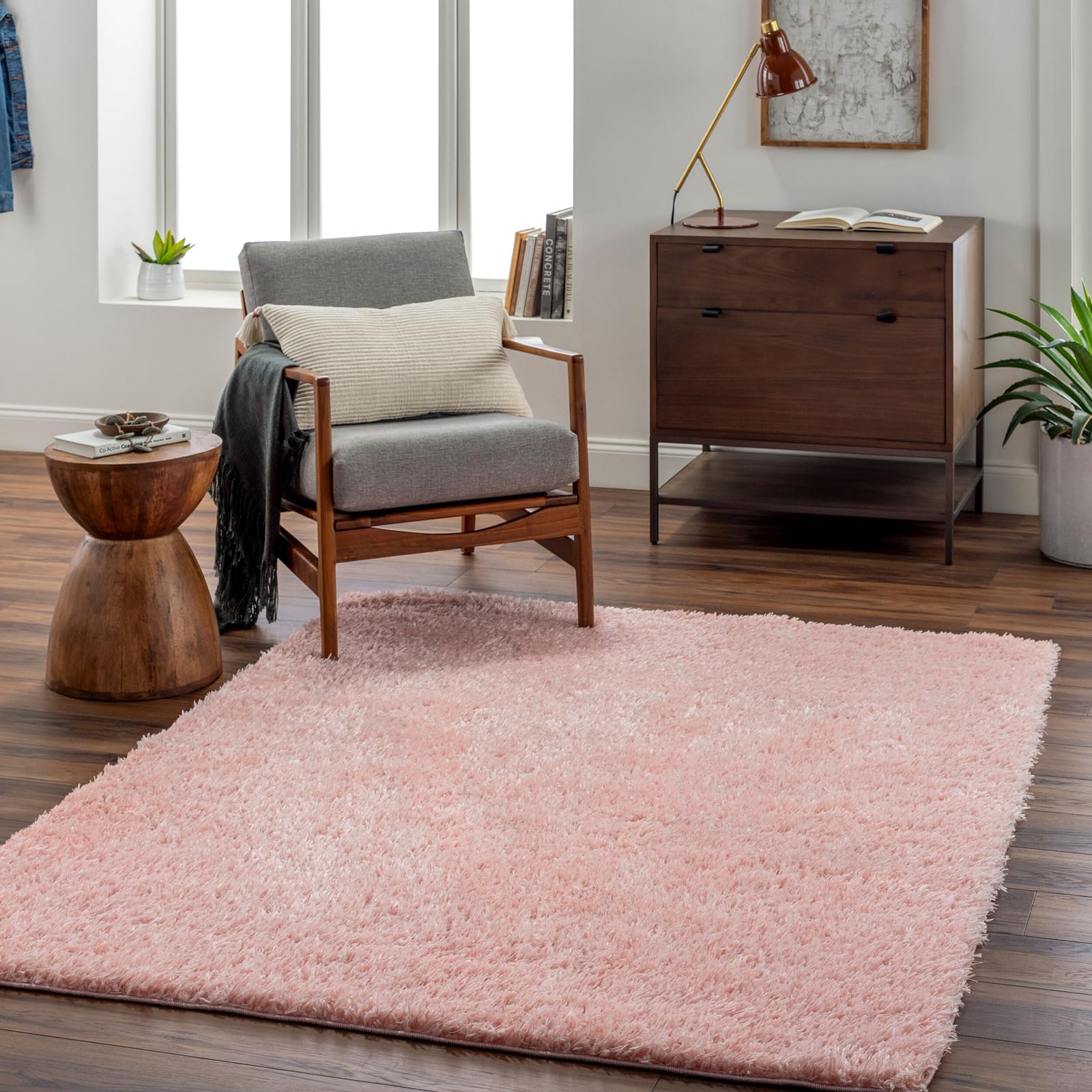 Livabliss Soso Shaggy Berber Carpet 200x275 cm, Living Room & Bedroom, Soft Plush Thick Pile, Neutral Boho Fluffy Style, Easy Care, Light Pink
