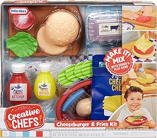Little Tikes Creative Chefs Cheeseburger and Fries Kit with 22 Accessories, Pretend Play Cooking Set, for Boys and Girls Ages 3+ Years