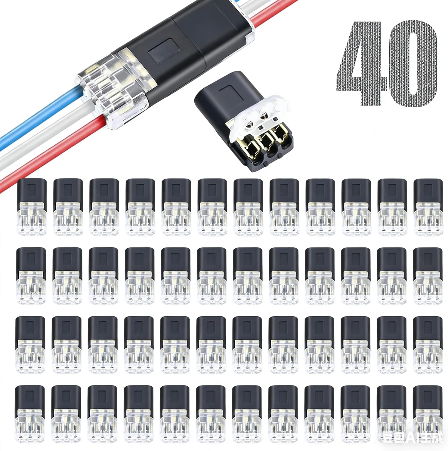 40pcs 3-Pin Solderless Wire Connectors for RGB LED Strips, Ideal for 18-22 AWG - Quick Connect RGB/RGBIC Light Connectors, Power Supply Extensions & Corner Joints