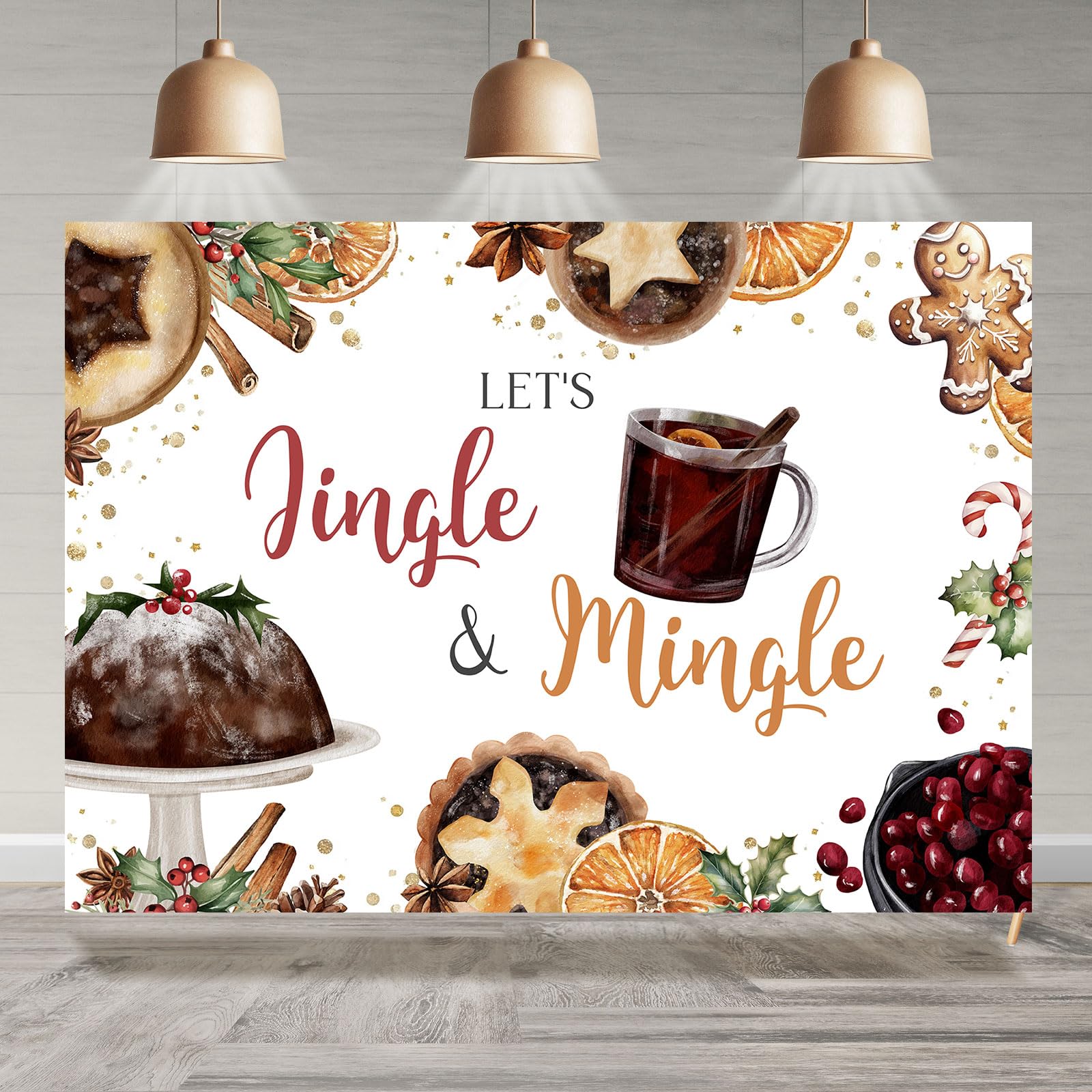 Rsuuinu Merry Christmas Backdrop 7x5ft Jingle and Mingle Dessert Gingersnap Xmas Holiday Photography Background Merry Xmas Party Decoraion Supplies