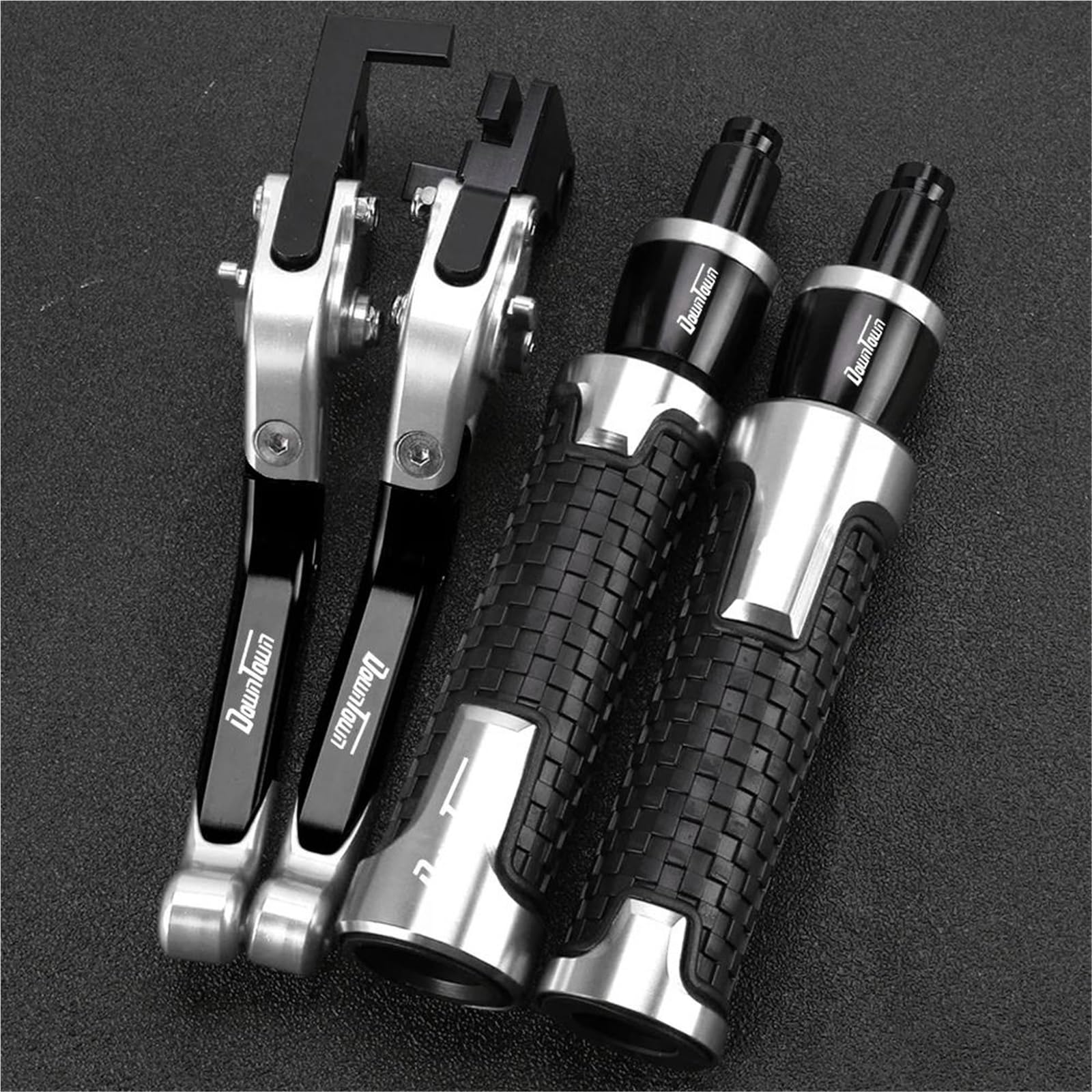 TGVSELPJ Motorcycle Part Motorcycle Handlebar Handle Bar Hand Grips Folding Brake Clutch Levers for KYMCO Downtown 125i 200i 300i 350i DT 125 200 300 350 All Years(Black4)