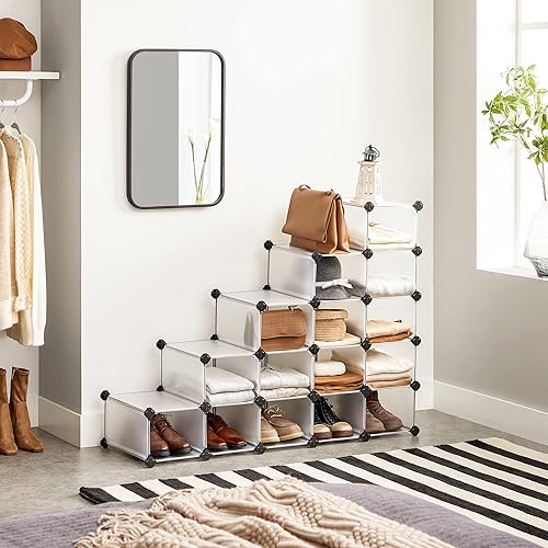 Miniatura 3 de SONGMICS Paquete de organizador de almacenamiento en cubos con zapatero, gabinete de plástico personalizable, unidad de almacenamiento modular de