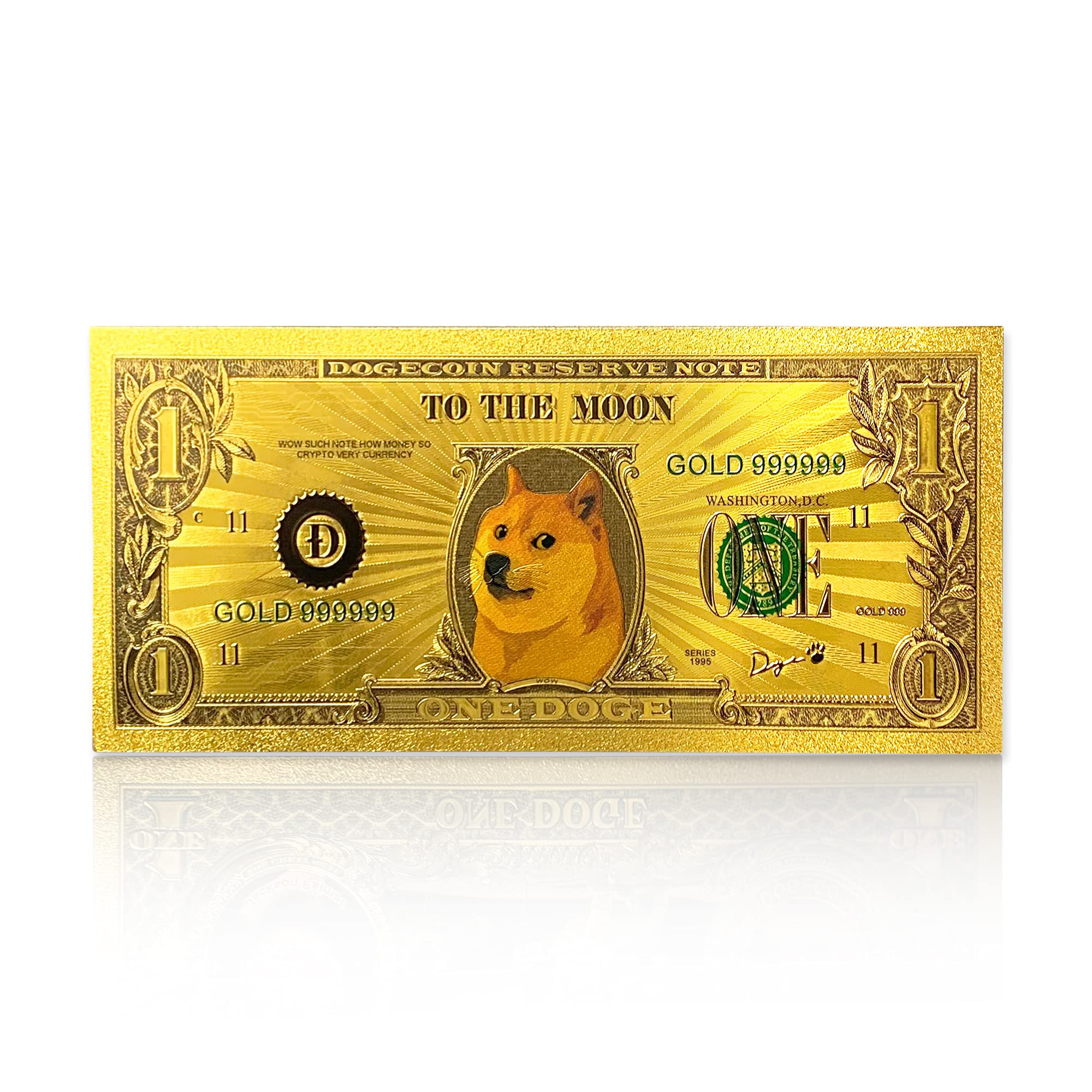 Doge Dólar Conmemorative Bill - Edición de coleccionistas Dogecoin 2021 con  funda protectora – brilla bajo luz negra – flexible : Amazon.es: Juguetes y  juegos