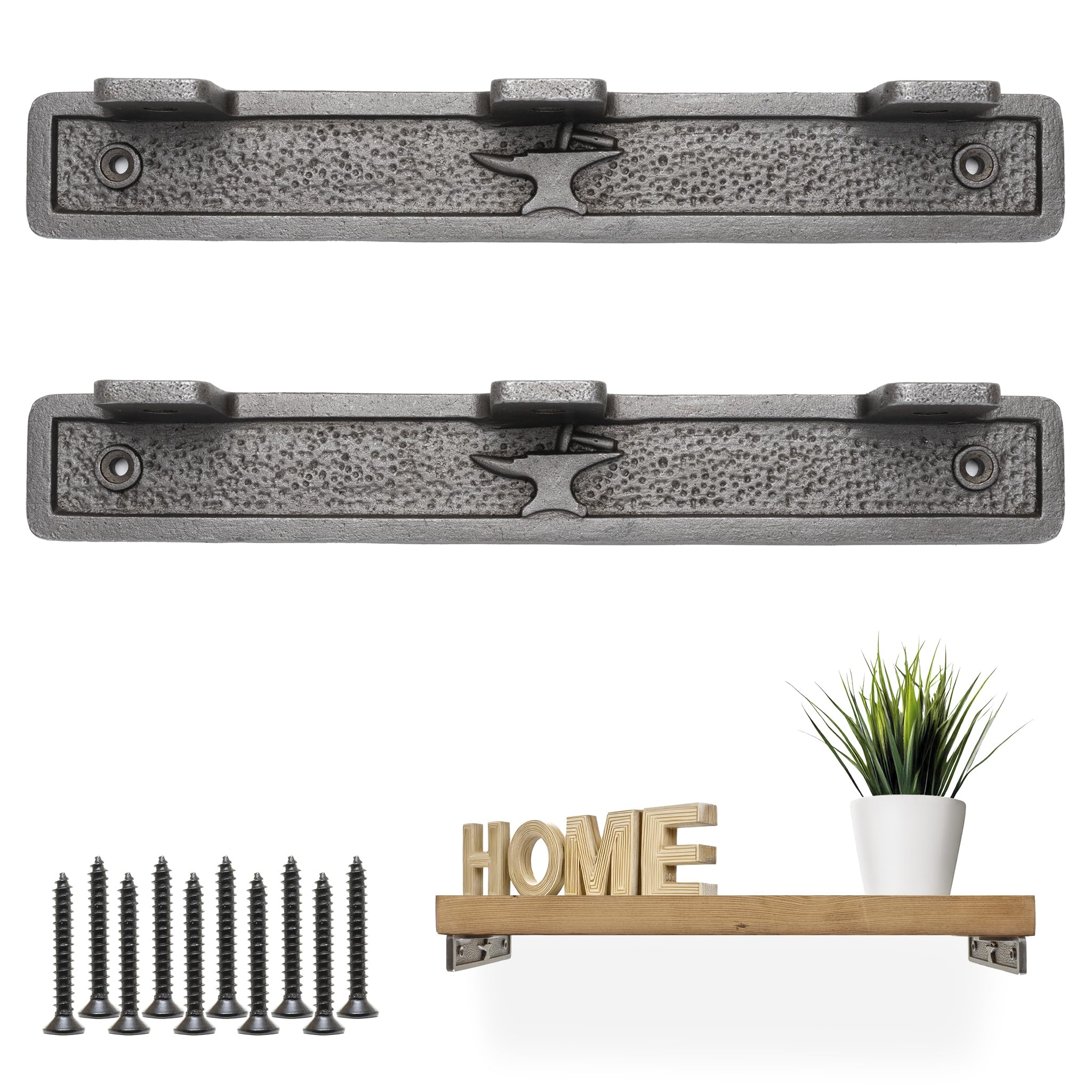 Eduwurxs Cast Iron Alcove Shelf Supports | Heavy Duty 13" L Shelf Supports For Wall-Mounted Shelving | Ideal For Alcoves Or Recesses (Pack Of 2)