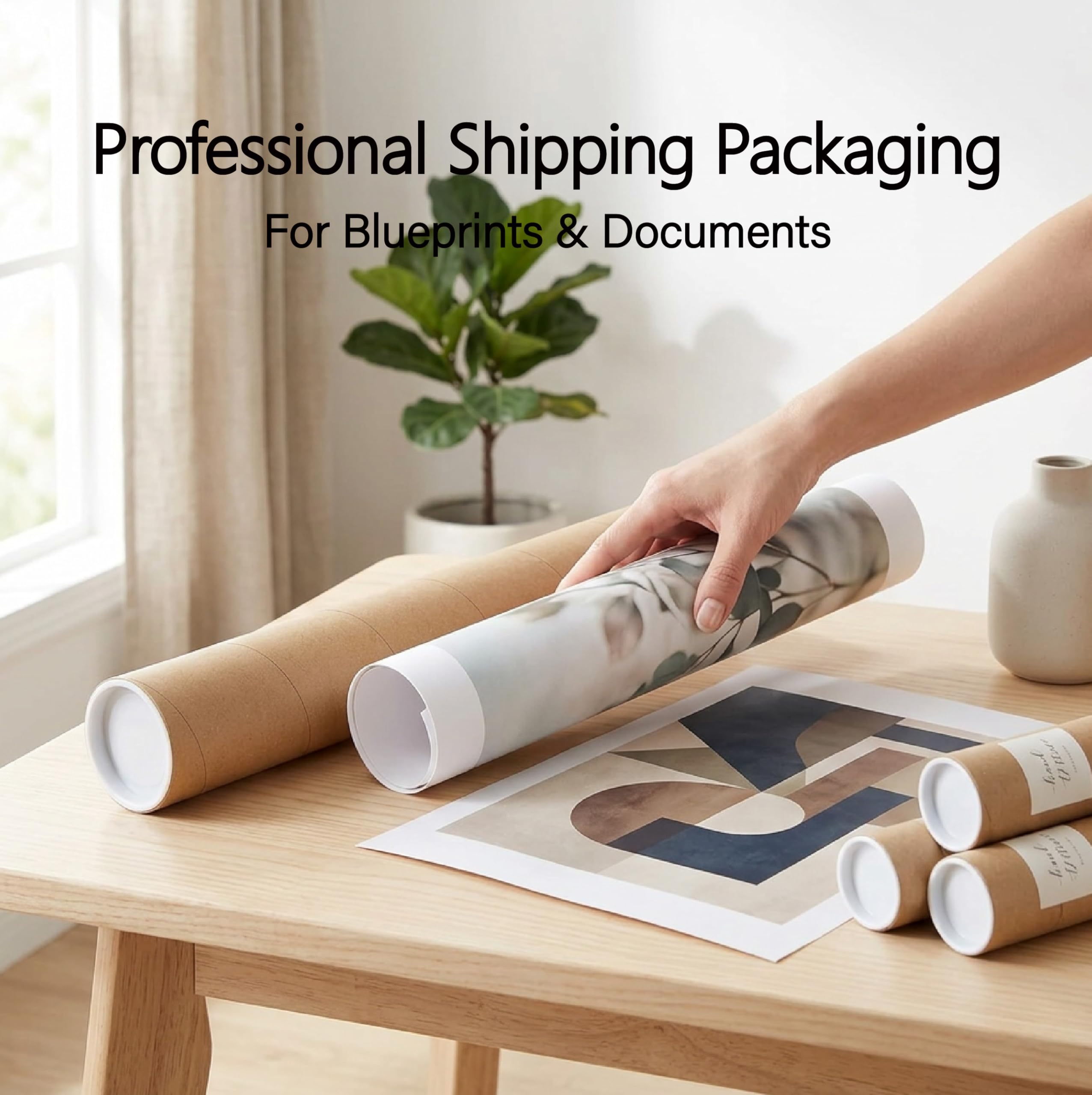 Paquete de 12 tubos de correo con tapas, los tubos de papel kraft de 2 x 15 pulgadas son esenciales para enviar documentos de forma segura, carteles, obras de arte y otros artículos delicados.