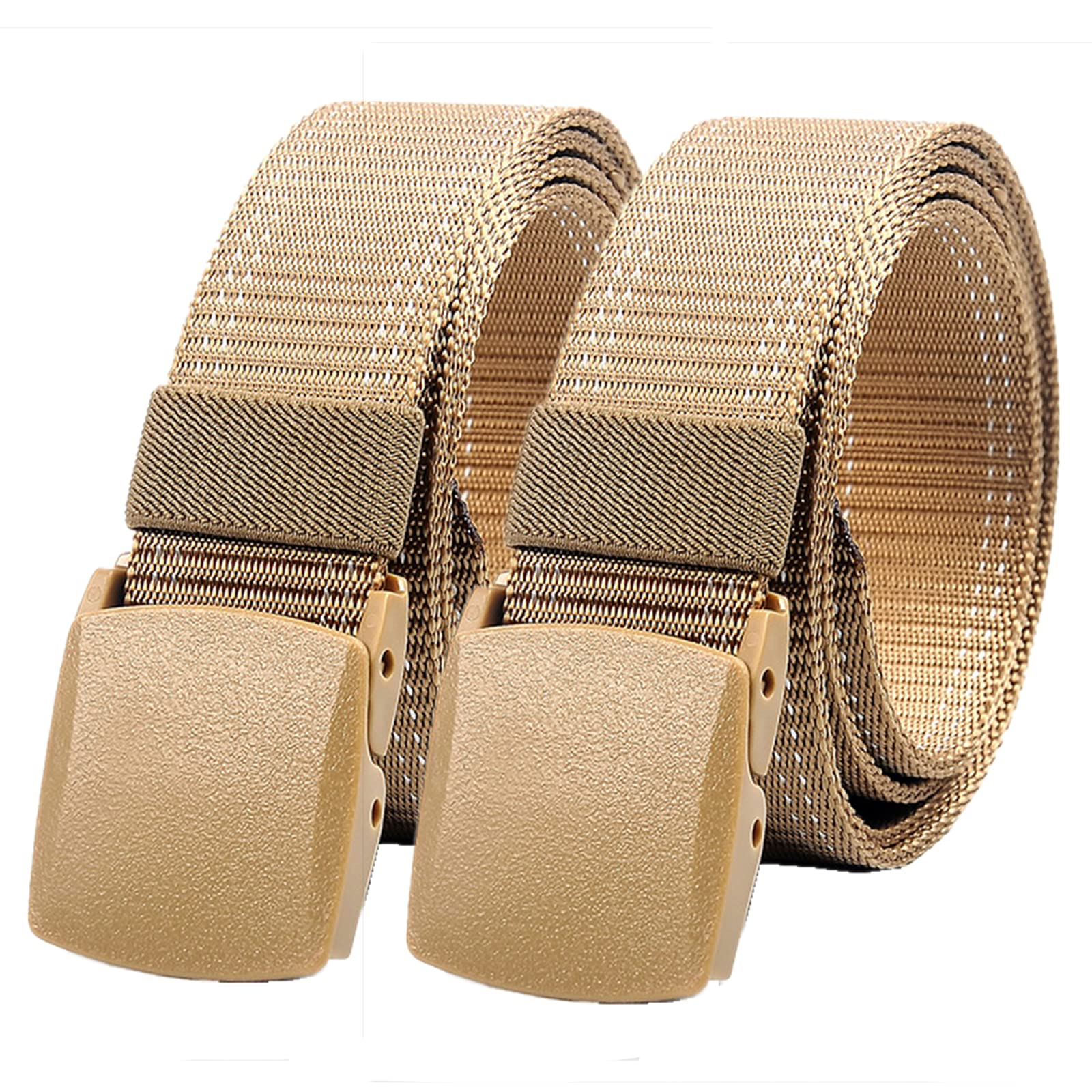 Cinturones de Trabajo para Hombre, Cinturones for Hombres - Cinturón táctico Militar de Nailon Ligero Cinturón de Camuflaje de Lona sin Metal de liberación rápida(Khaki,140)