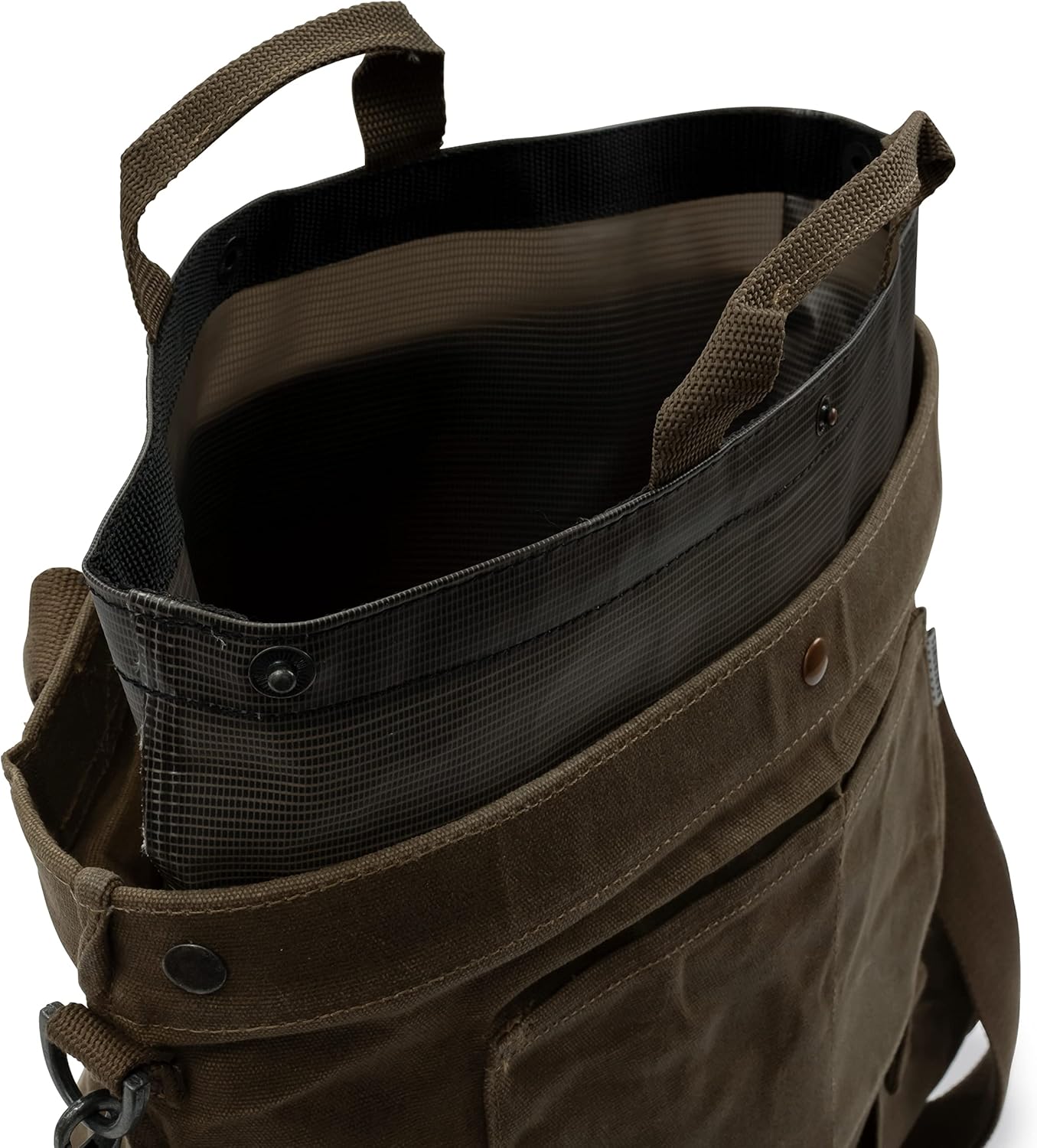 Barebones Harvesting and Gathering Bag - Foraging, Harvest and Fruit Picking Bag with Convertible Straps - Water-Resistant Waxed Canvas Gardening Tool Bag (Dark Khaki) - Image 5