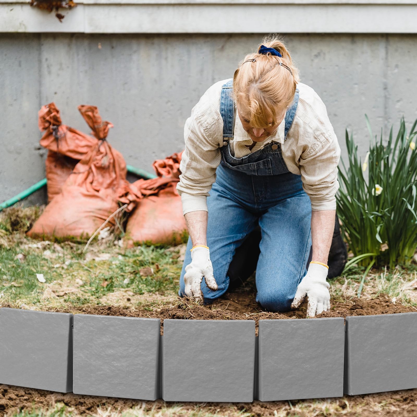 5 Pezzi Bordura per Aiuola da Giardino, Plastica e Ferro, Esterna