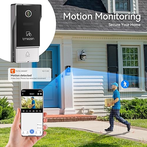 Miniatura 5 de 4-Wire TMEZON 7 pulgadas Tuya 1080P WiFi Smart Video DoorPhone Sistema de intercomunicación con timbre con cable contraseña/tarjeta deslizar