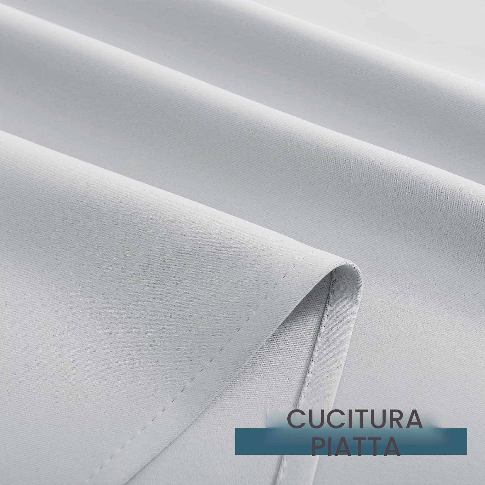 PONY DANCE Tende da Esterno Impermeabile Tende da Sole per Balconi e Gazebo con Anelli (Superiore & Inferiore) Anti-UV Blackout Curtains 2 Pezzi L132 x A243 CM, Bianche Grigio