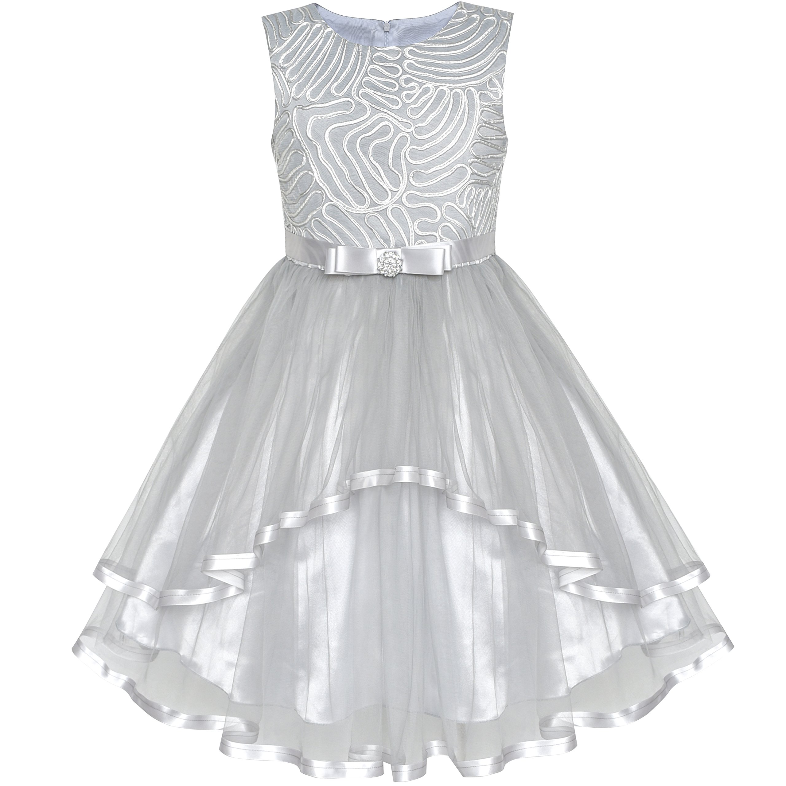 Sunny Fashion Vestido para niña Flor Azul Ceñido Boda Fiesta Dama de Honor 4-12 años