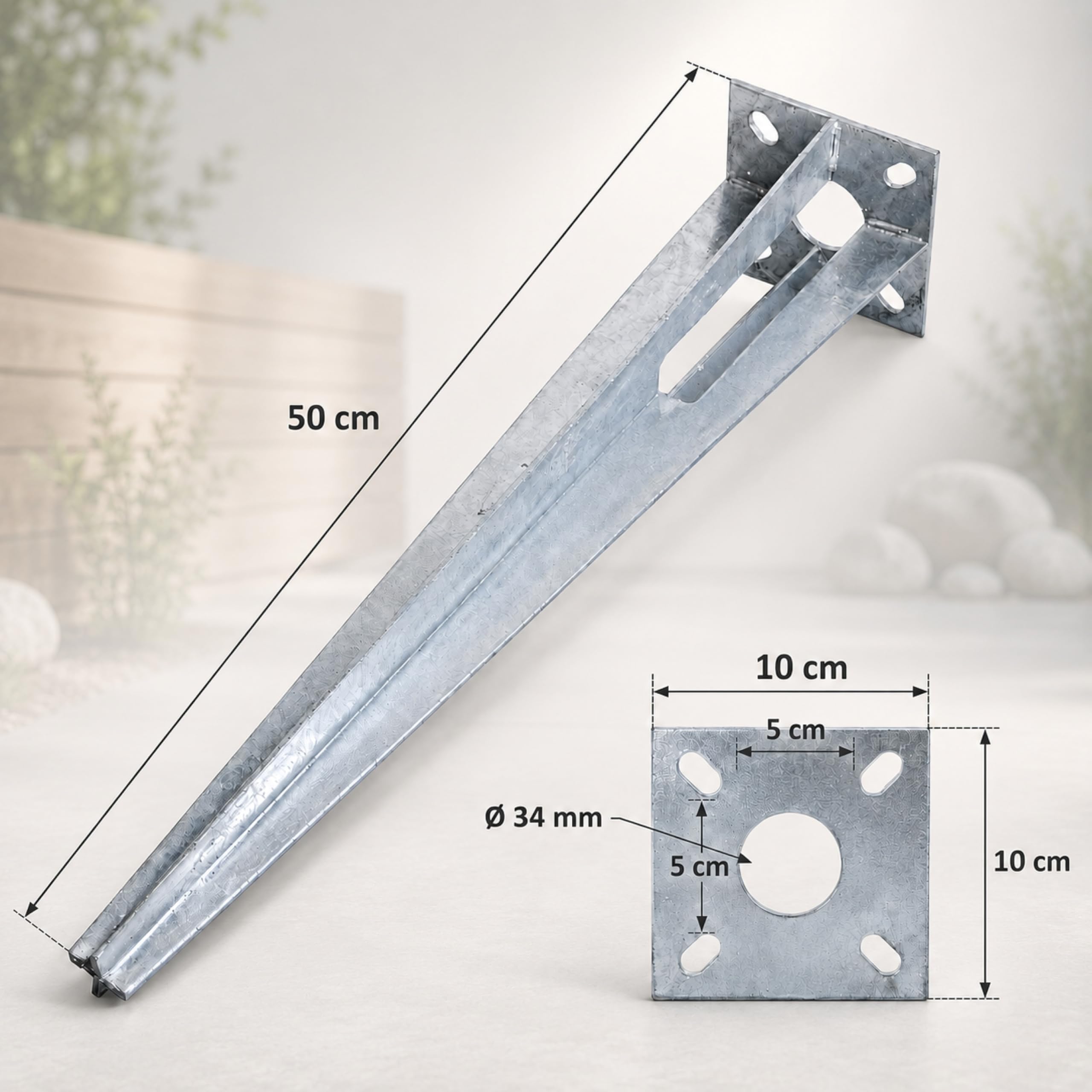 Baumarktplus 12x Bodenhülse Einschlaghülse für Ø 34 mm Zaunpfosten Einschlagbodenhülse 50 cm Länge Zaunpfahl Bodeneinschlaghülse Pfosten verzinkt Aufnahme 100 x 100 mm