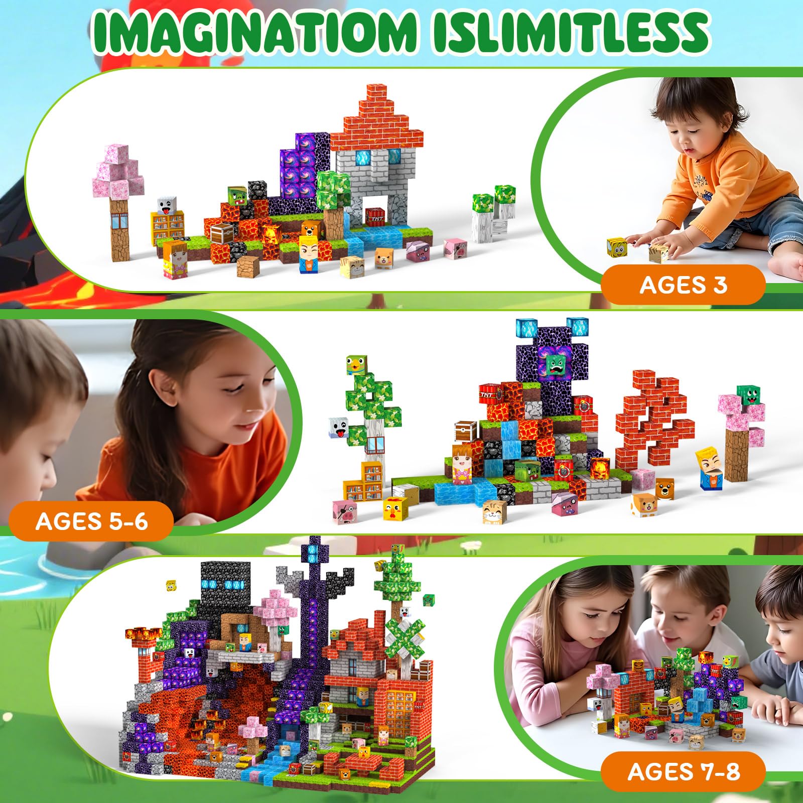 Crifeton Costruzioni Magnetiche per Bambini 150 PCS 2CM 3+ Giochi Cubi Magnetici, Building Blocks Giocattoli Montessori a Partire da 3 4 5 6 7 8 9 10 11 12 Anni Regali di Compleanno per Ragazzi