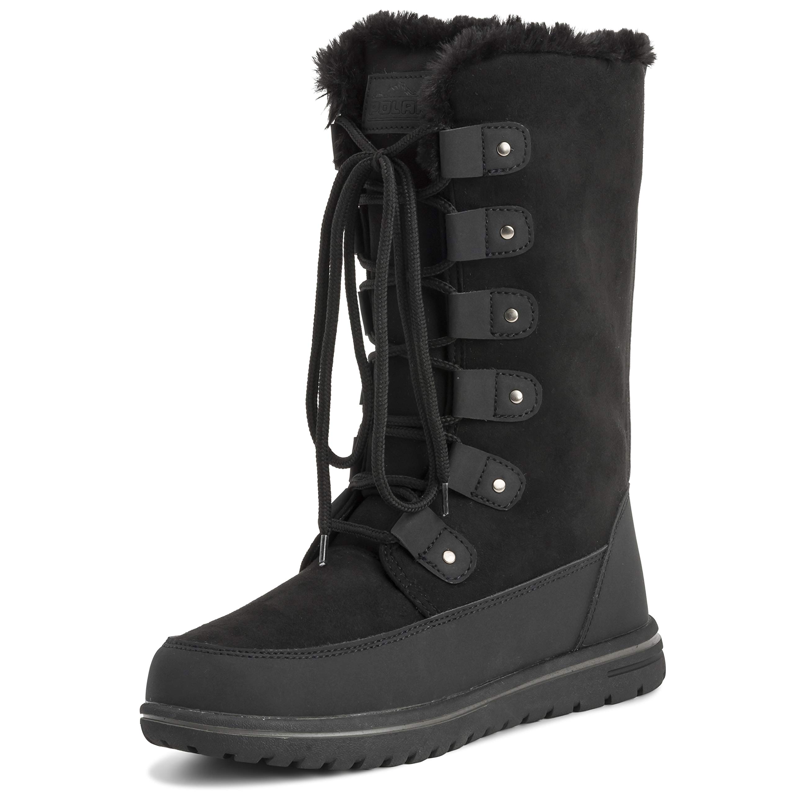 Polar Boot Damen Hoch Dauerhaft Kunstpelz Winter Regen Schnee Wasserdicht Draussen Kalb Stiefel