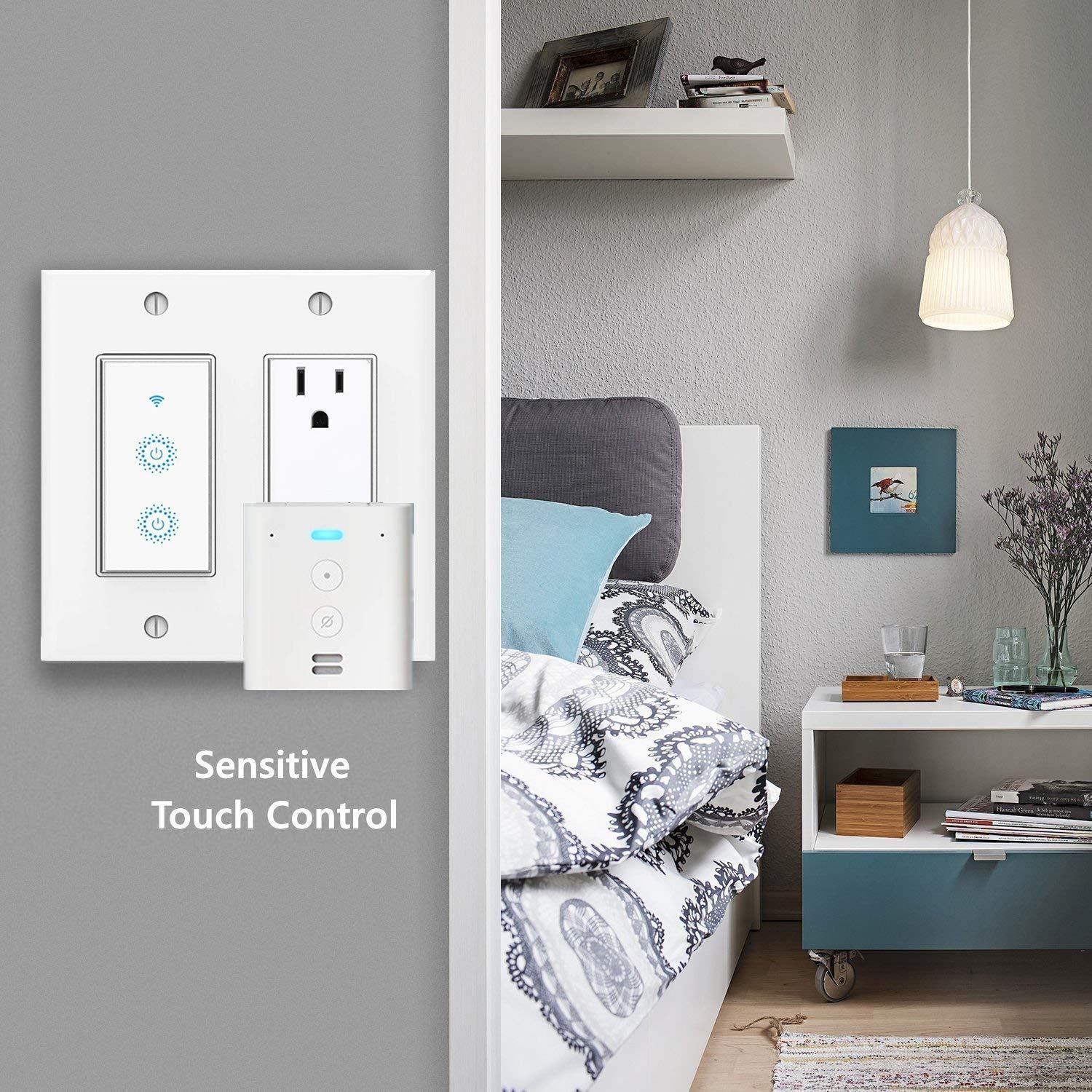 Uр Tо 40% оƒƒ Nexete Smart Wi-Fi Double Light Switch, 2 in1 Single Pole Switch Compatible with Alexa Google Assistant & IFTTT,Remote Control, Timing Function No Hub Required (1-Pack Double Smart Switch)