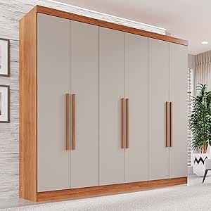 Guarda-roupa Casal 6 Portas 2 Gavetas França Cinamomo/Off-White