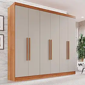 Guarda-roupa Casal 6 Portas 2 Gavetas França Cinamomo/Off-White
