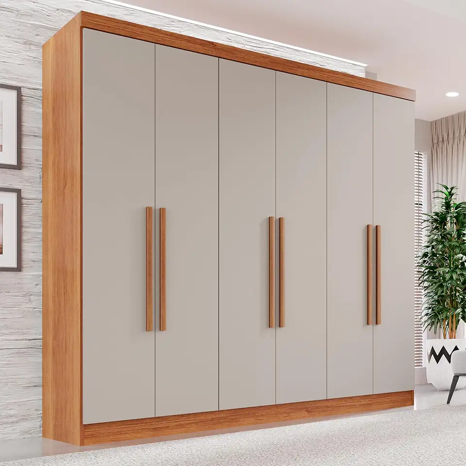 Guarda-roupa Casal 6 Portas 2 Gavetas França Cinamomo/Off-White