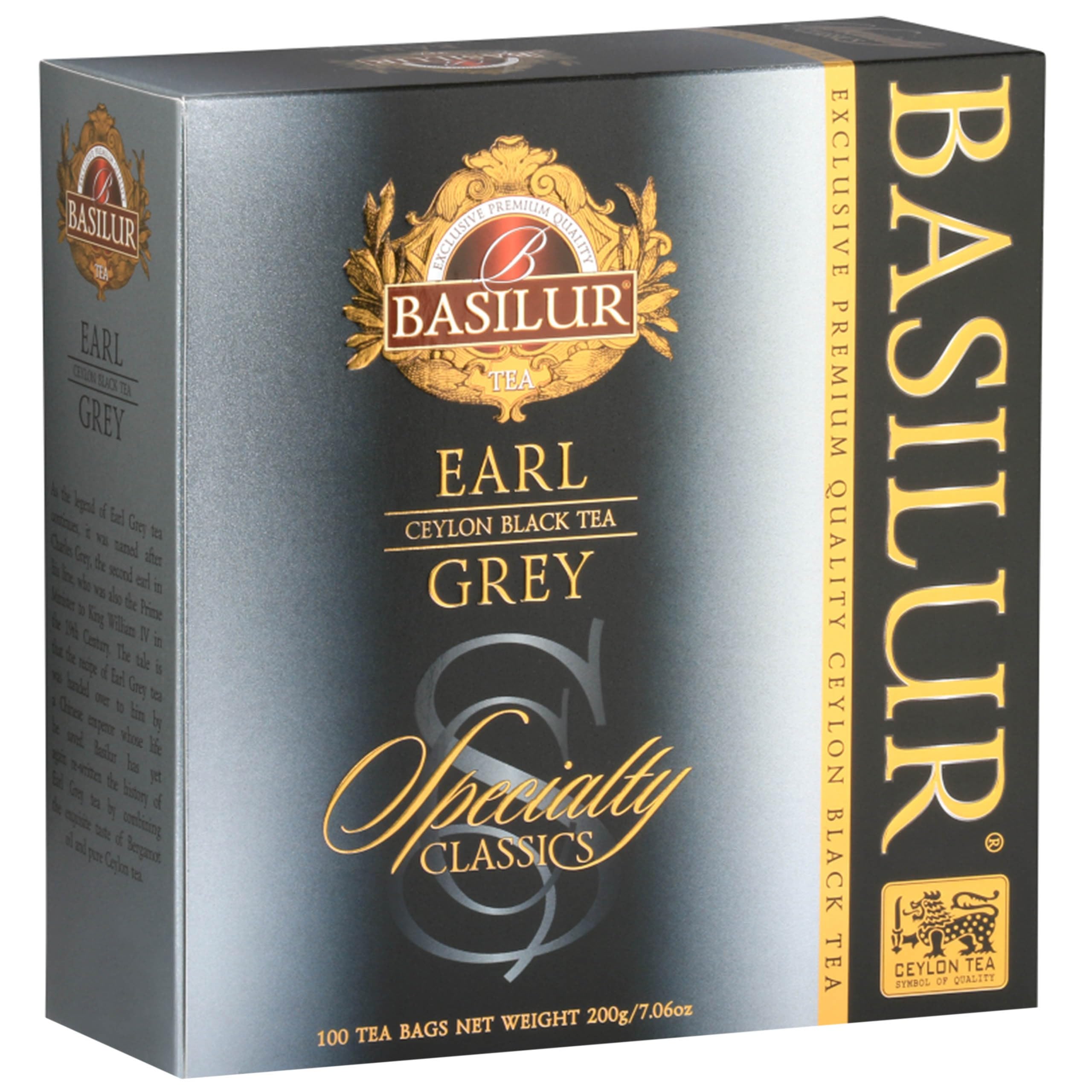 sarcia.eu BASILUR Earl Grey- Té Negro de Ceilán con Aceite de bergamota en bolsitas, 100x2g, 3 Paquetes