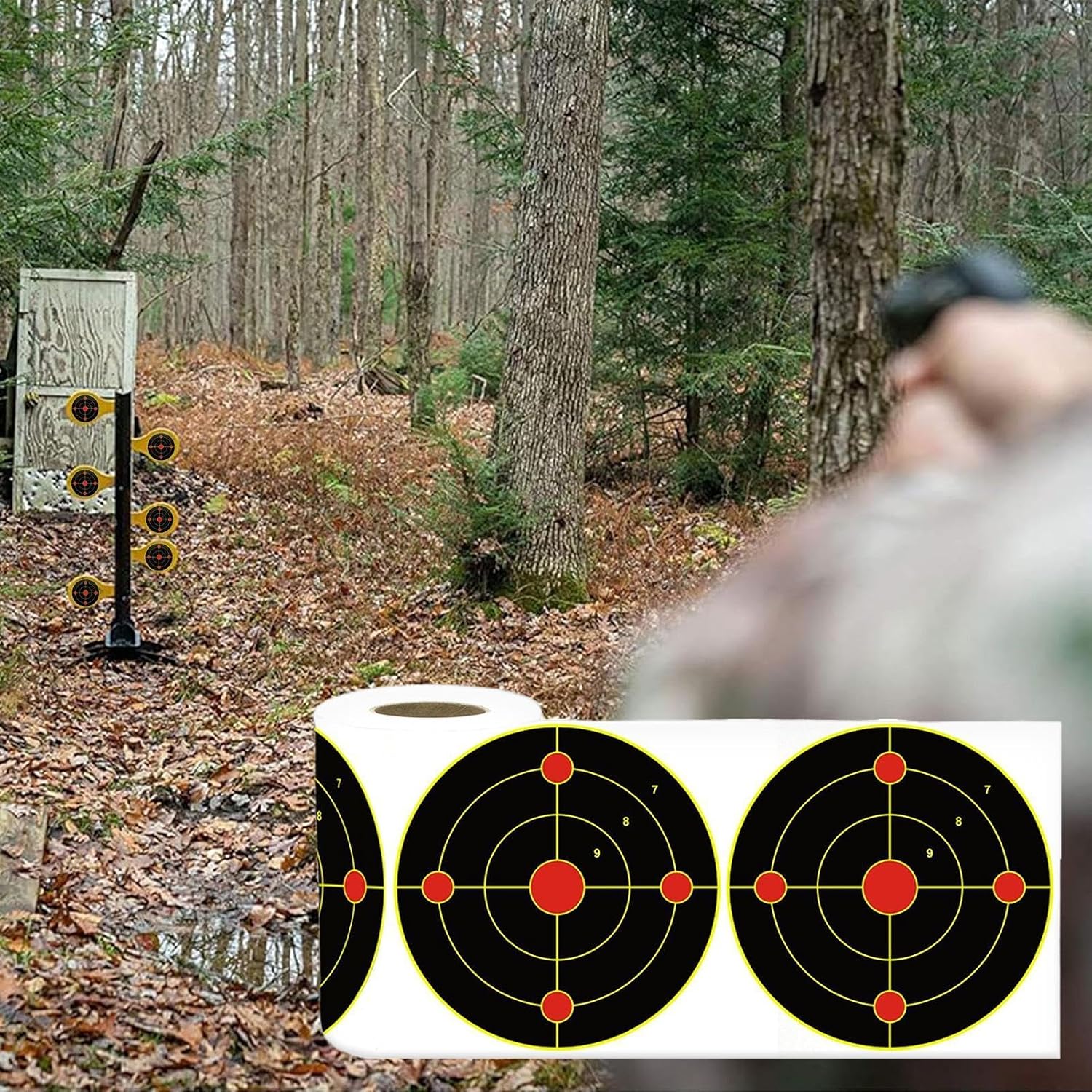 Splatter Targets, 100 штук наклеек Reactive Target, 100 штук, 6 дюймов, ярко-флуоресцентный желтый цвет Burst Easy Shot Visibility, компактные, идеально подходят для практики и тренировок по меткости